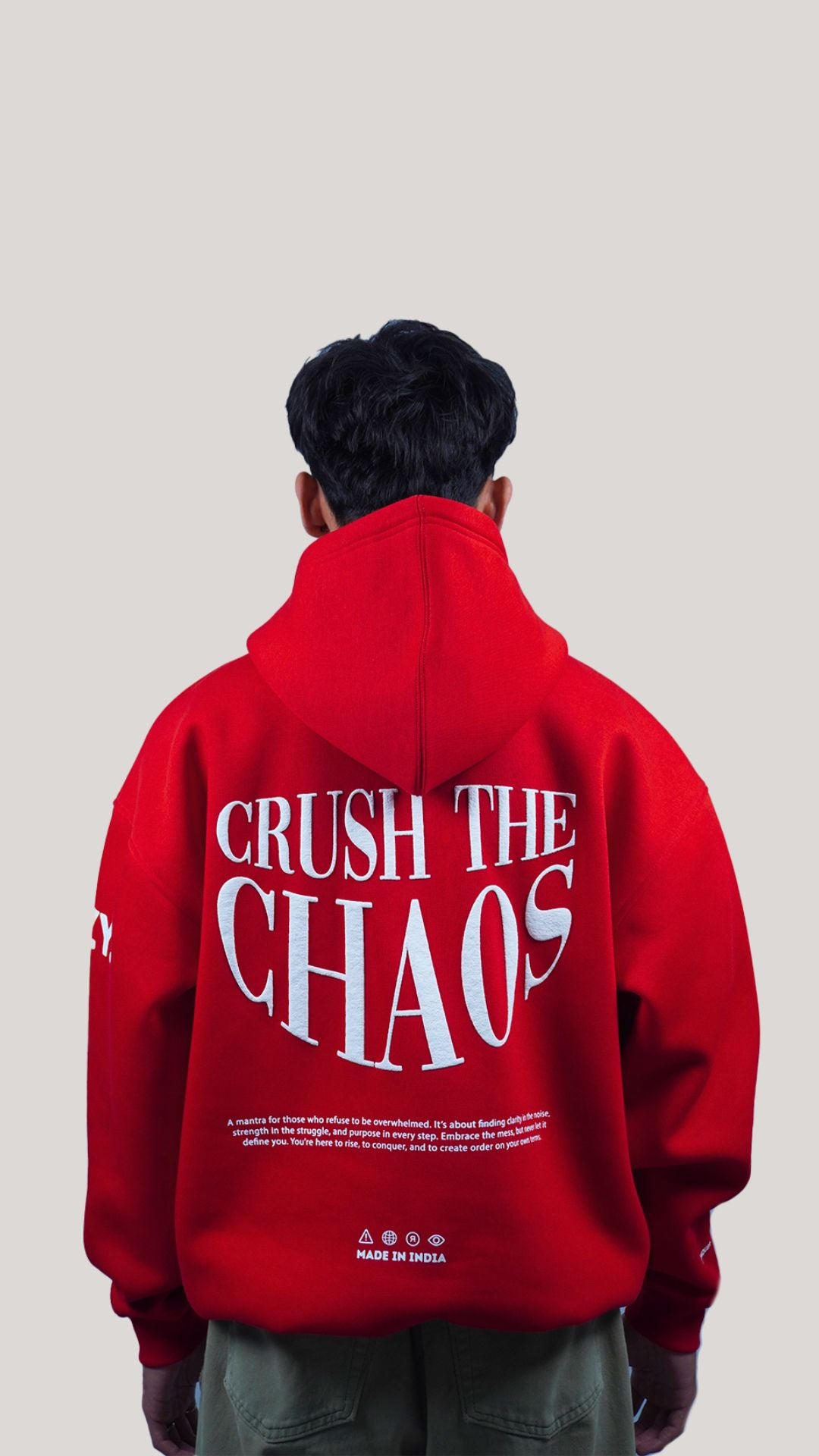 Red oversized hoodie with bold back graphic print 100% cotton