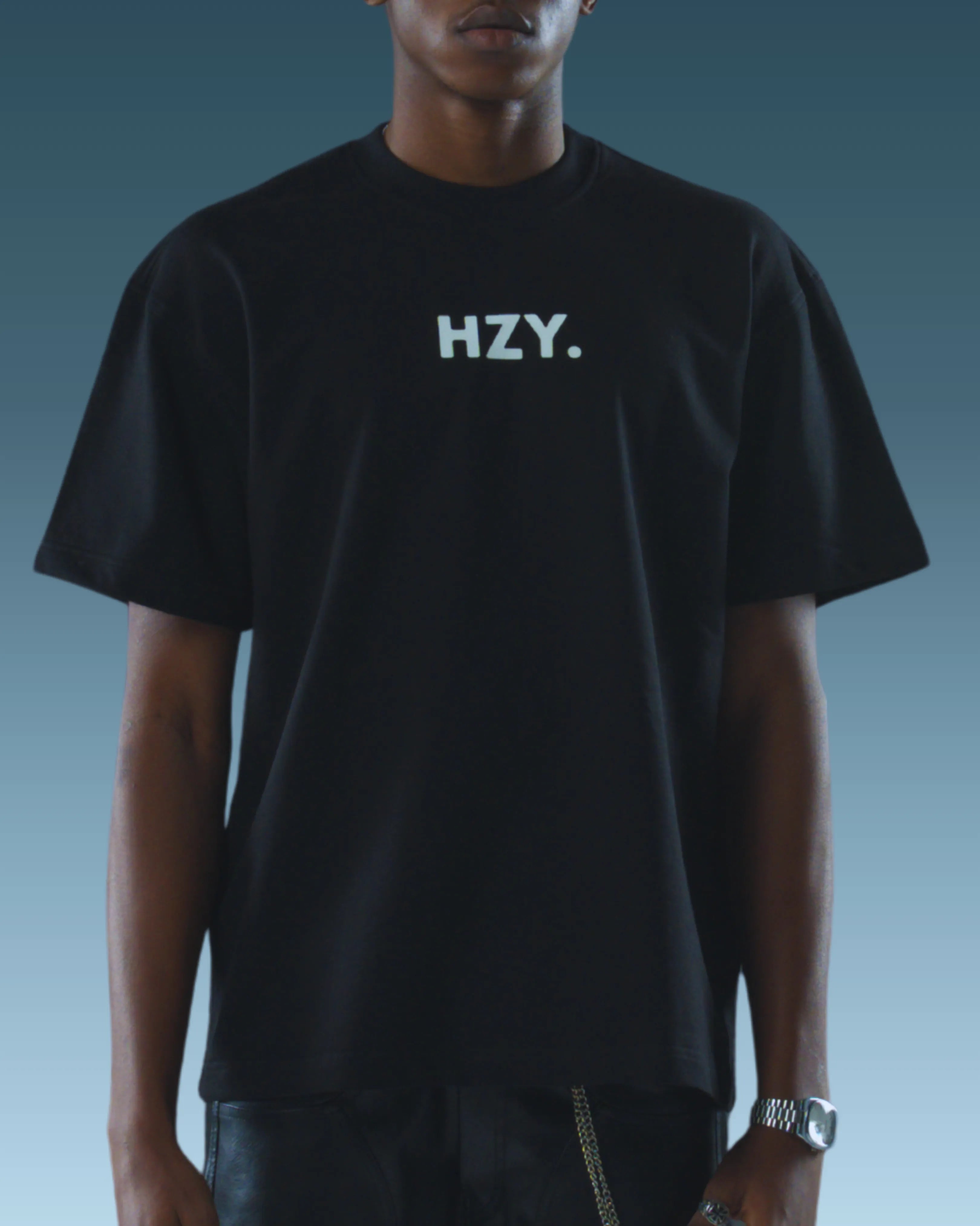 Black washed printed tee