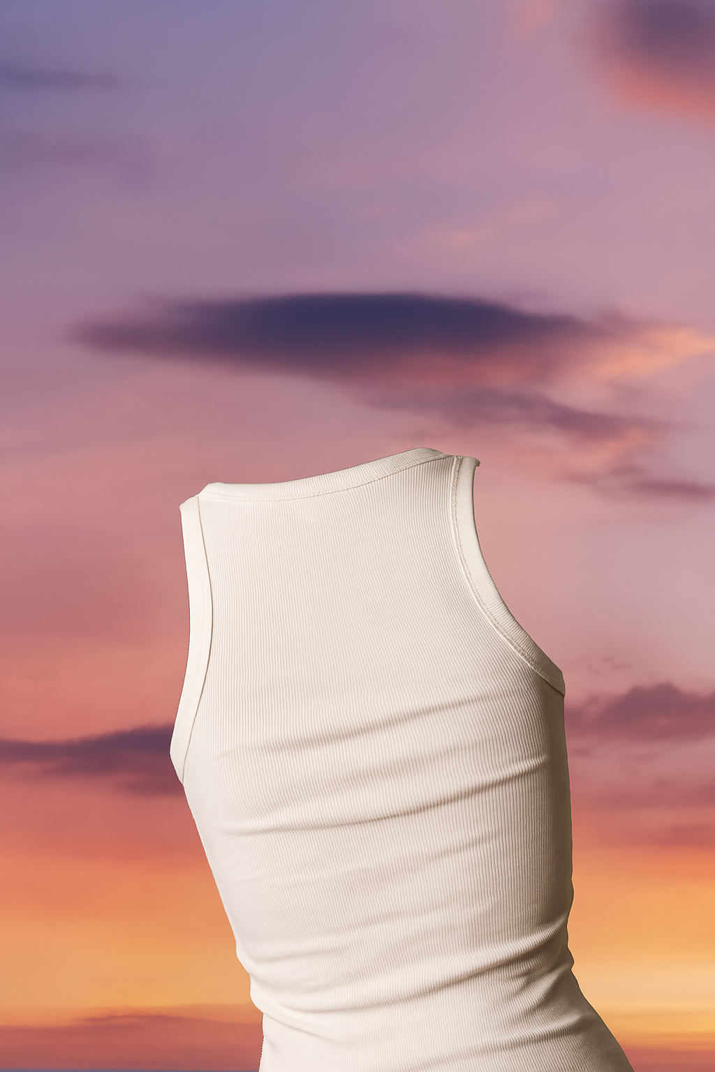 Evolve Off-White Slim-Fit Ribbed Tank Top