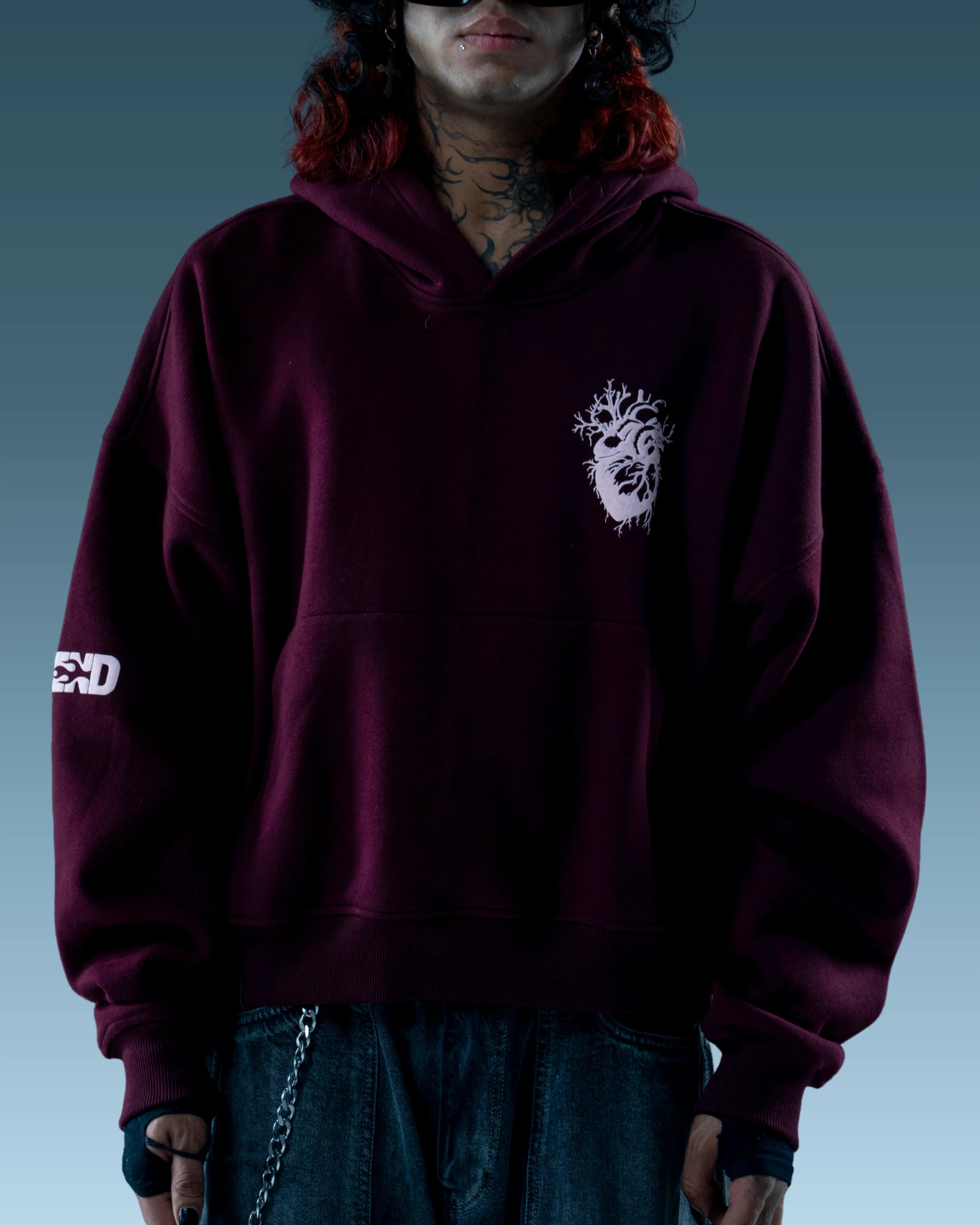 Maroon Graphic oversized hoodie for men