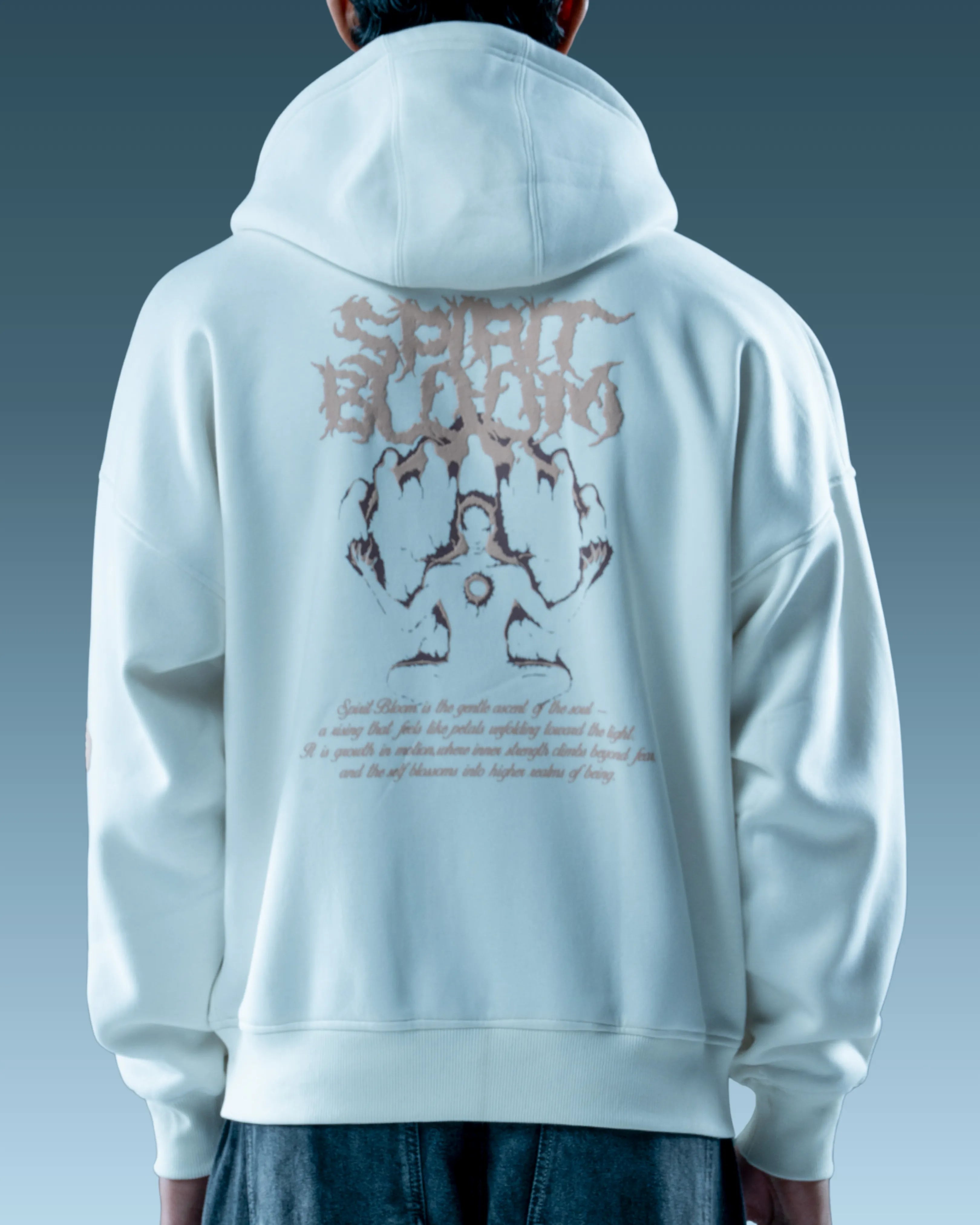 Premium white graphic oversized hoodie