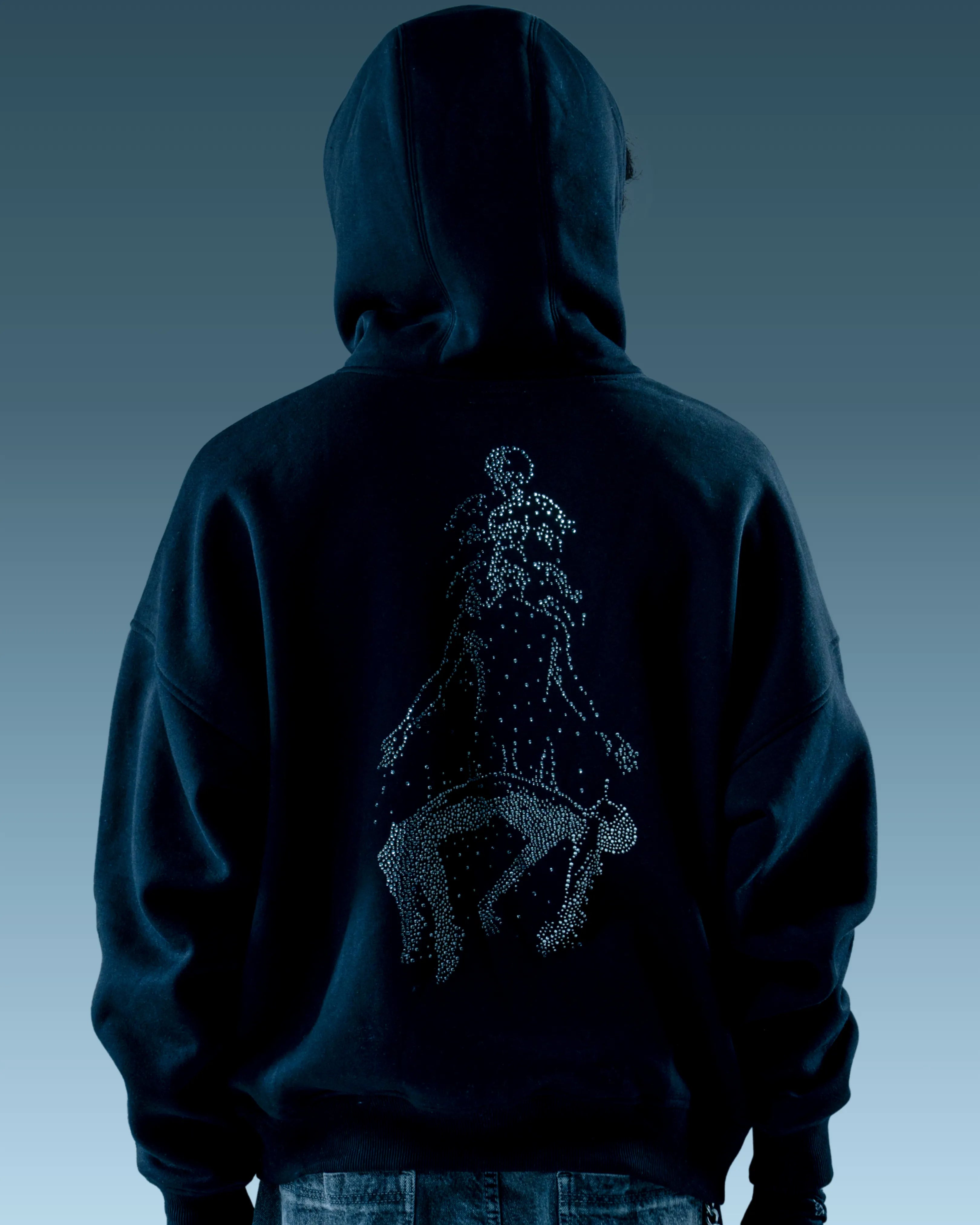 Black printed hoodie unisex