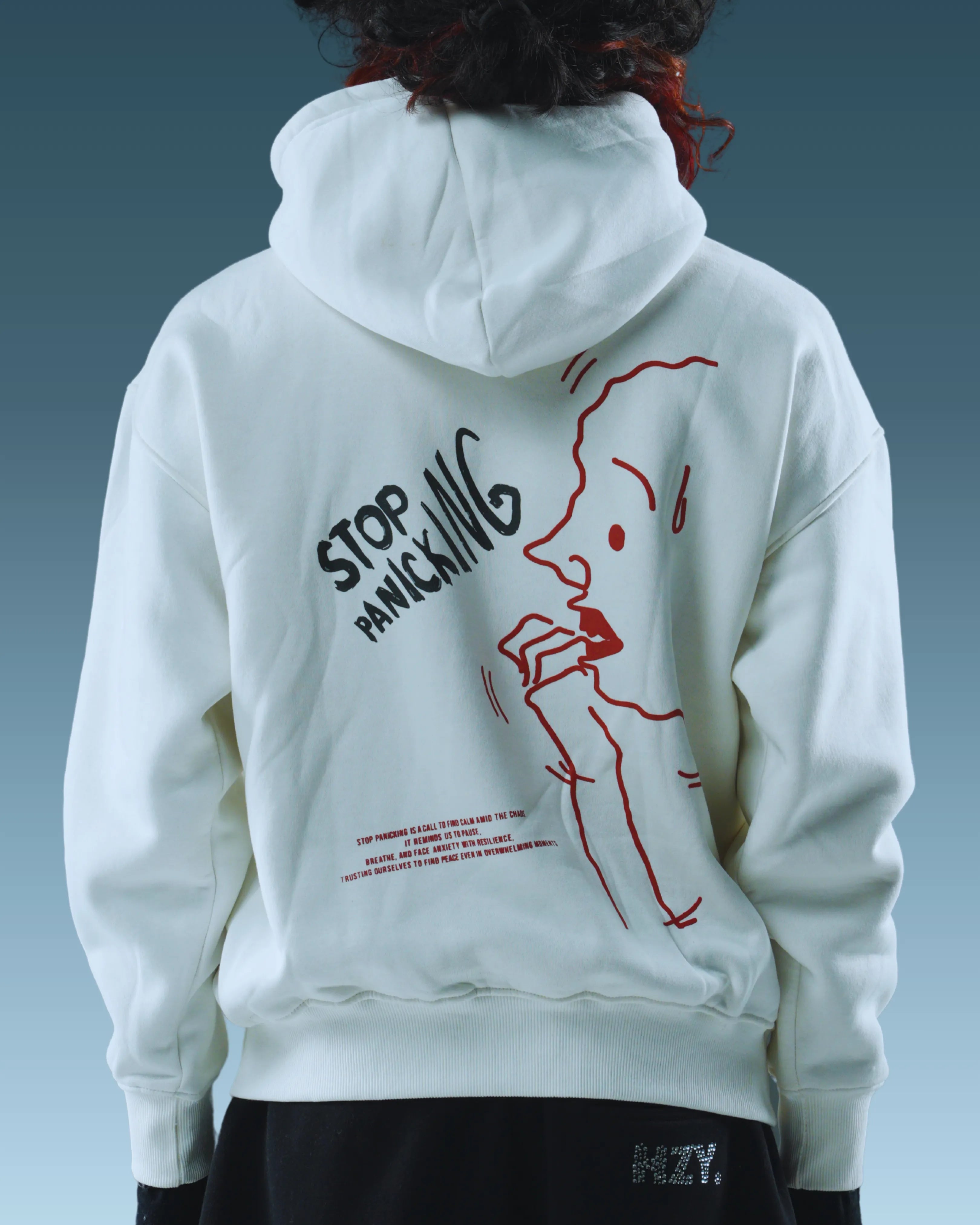 White printed oversized hoodie