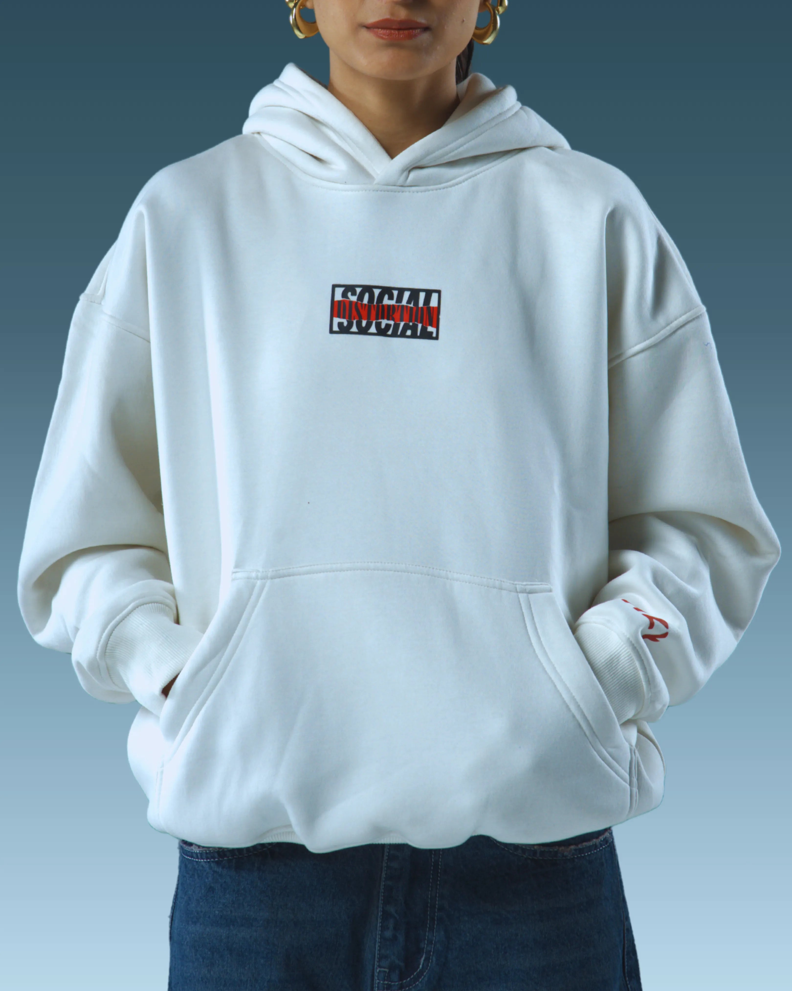 Premium unisex white printed hoodie