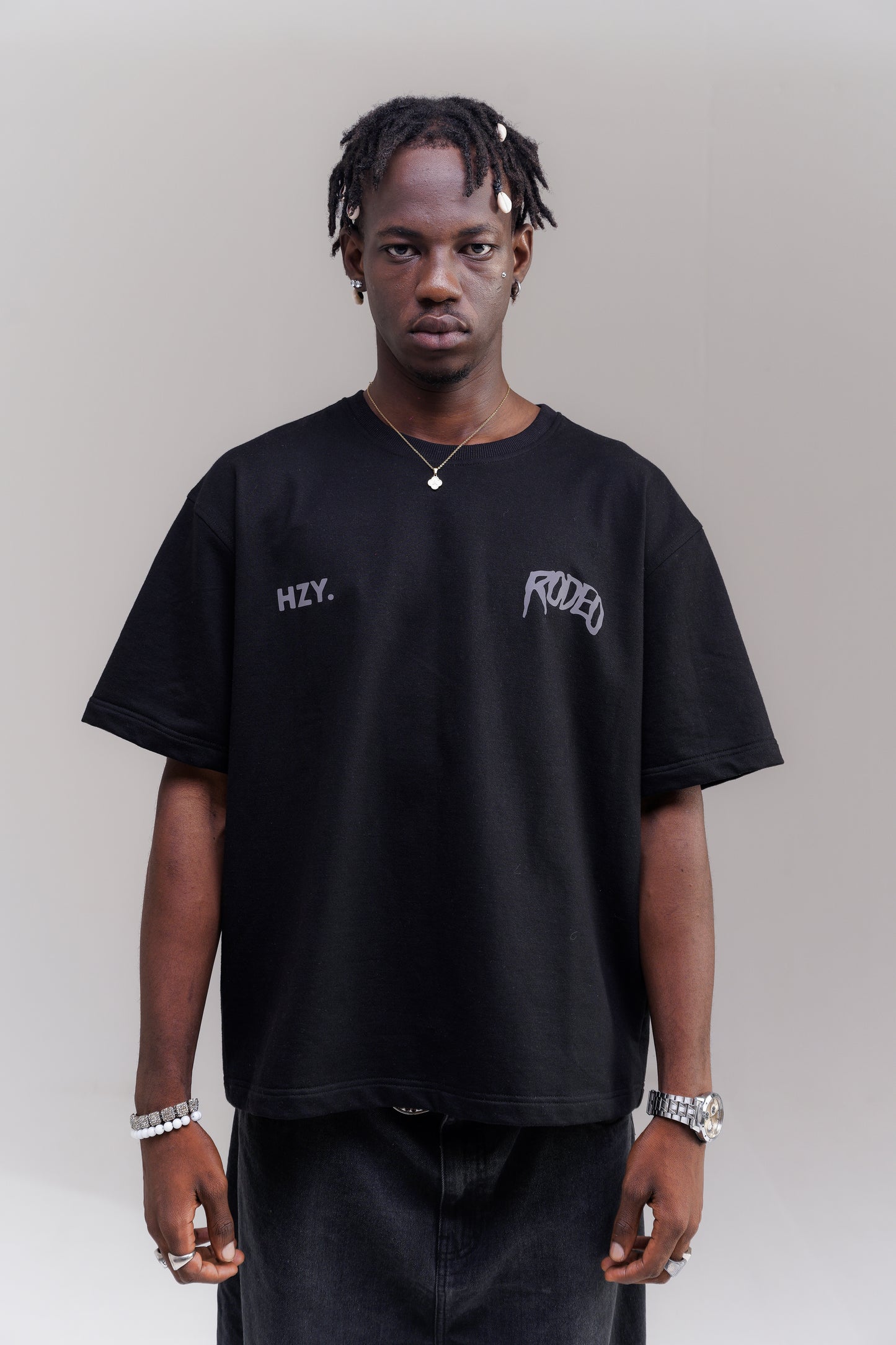 Rodeo Black Reflective Oversized Tee
