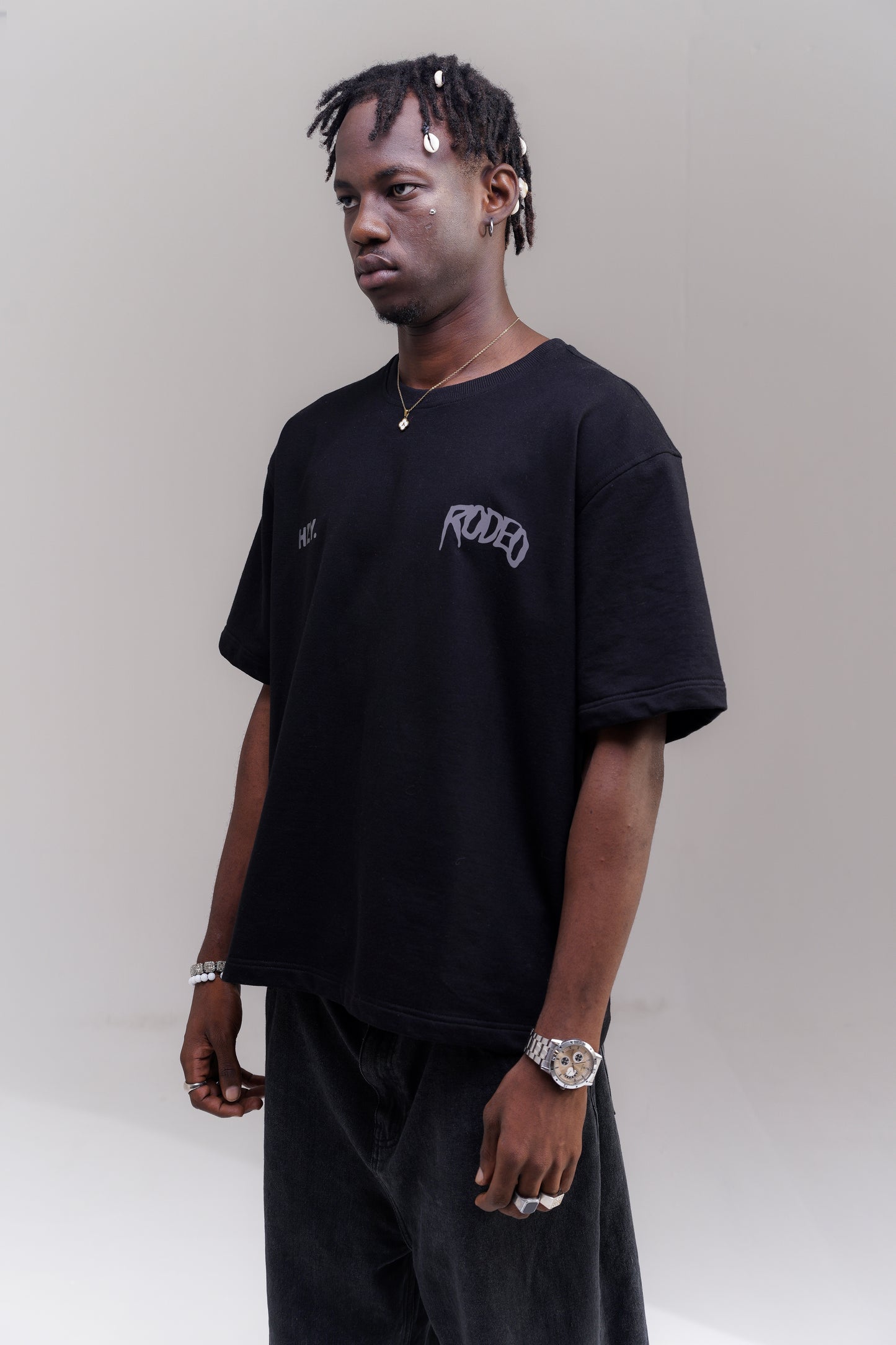 Rodeo Black Reflective Oversized Tee