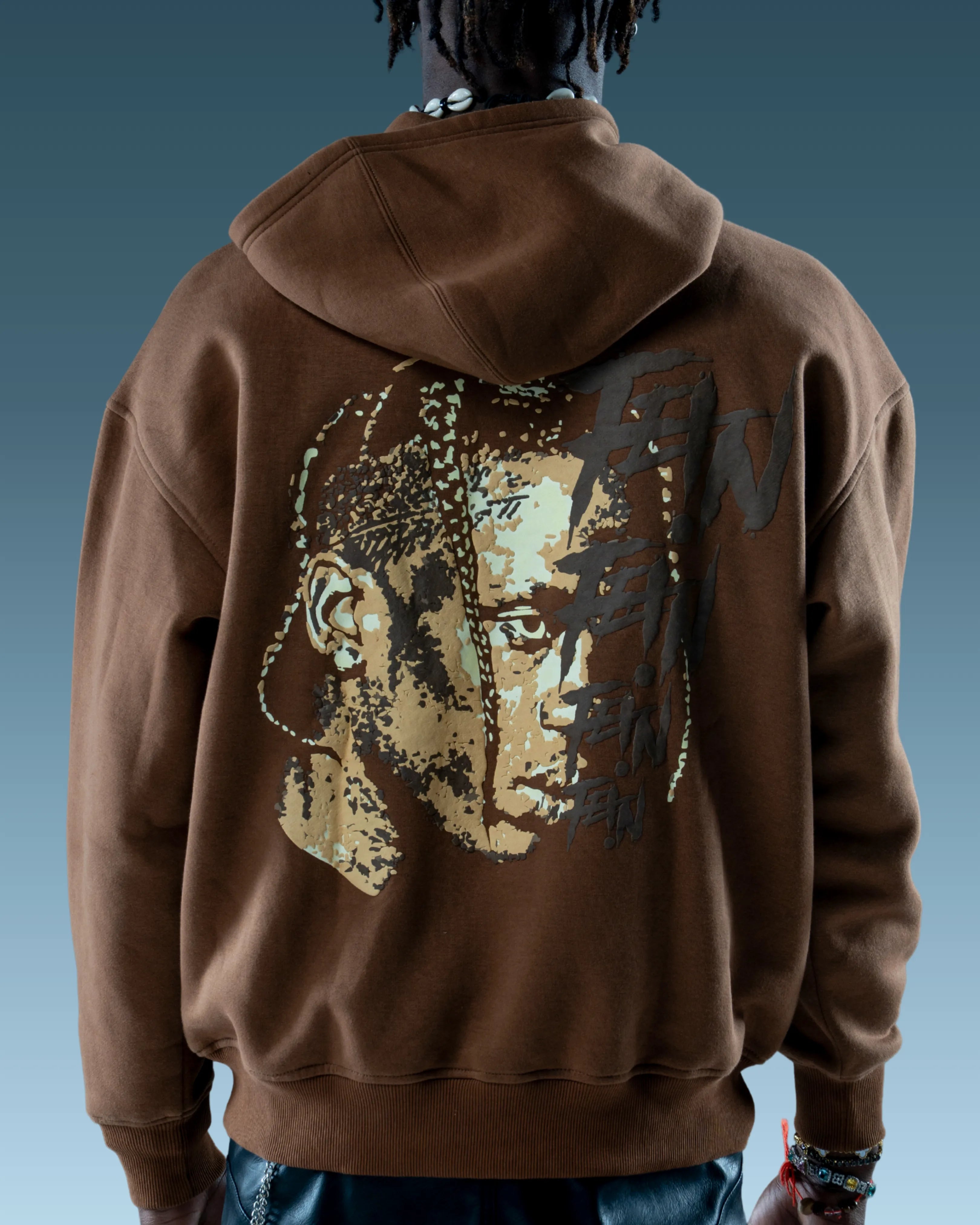brown oversized hoodie men