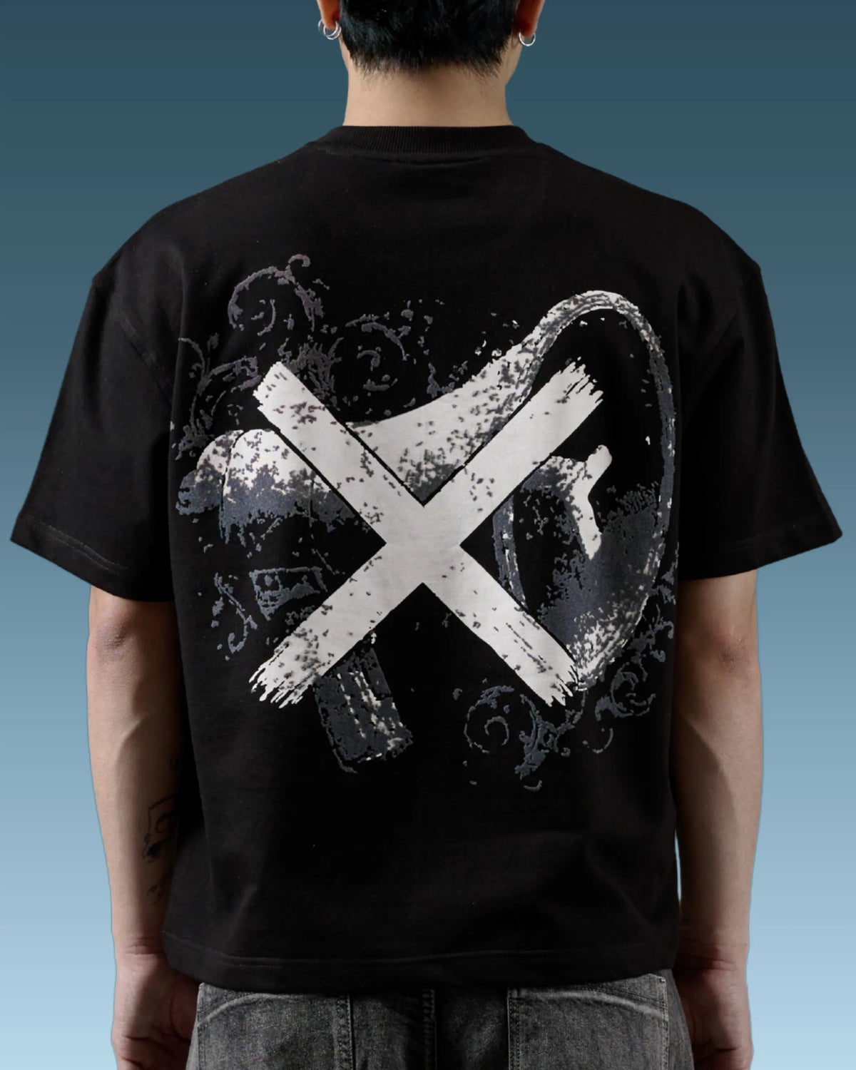 cotton black cropped t shirt mens