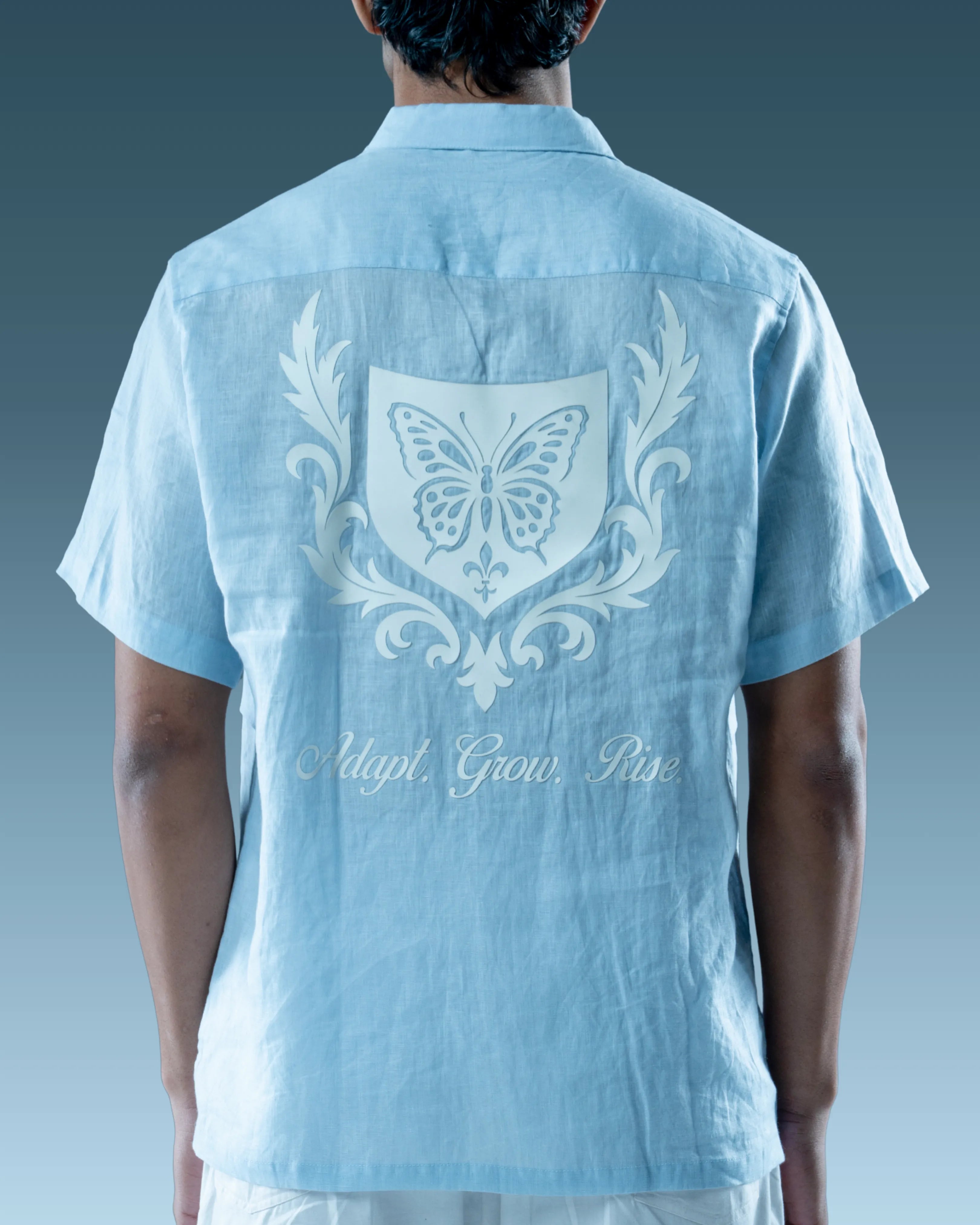 Evolve sky blue 100% pure linen shirt half sleeve