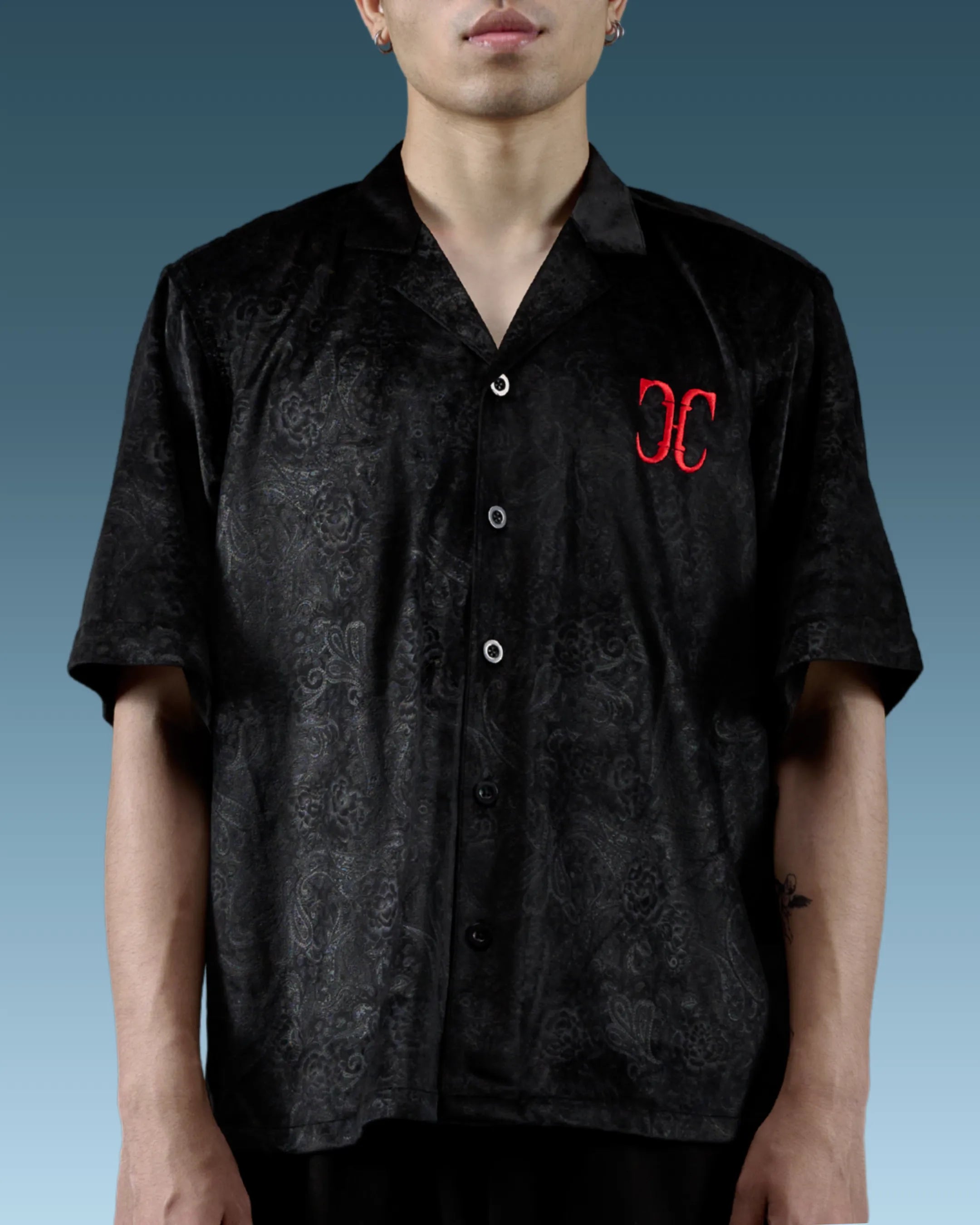men's black shirt half sleeve oversized