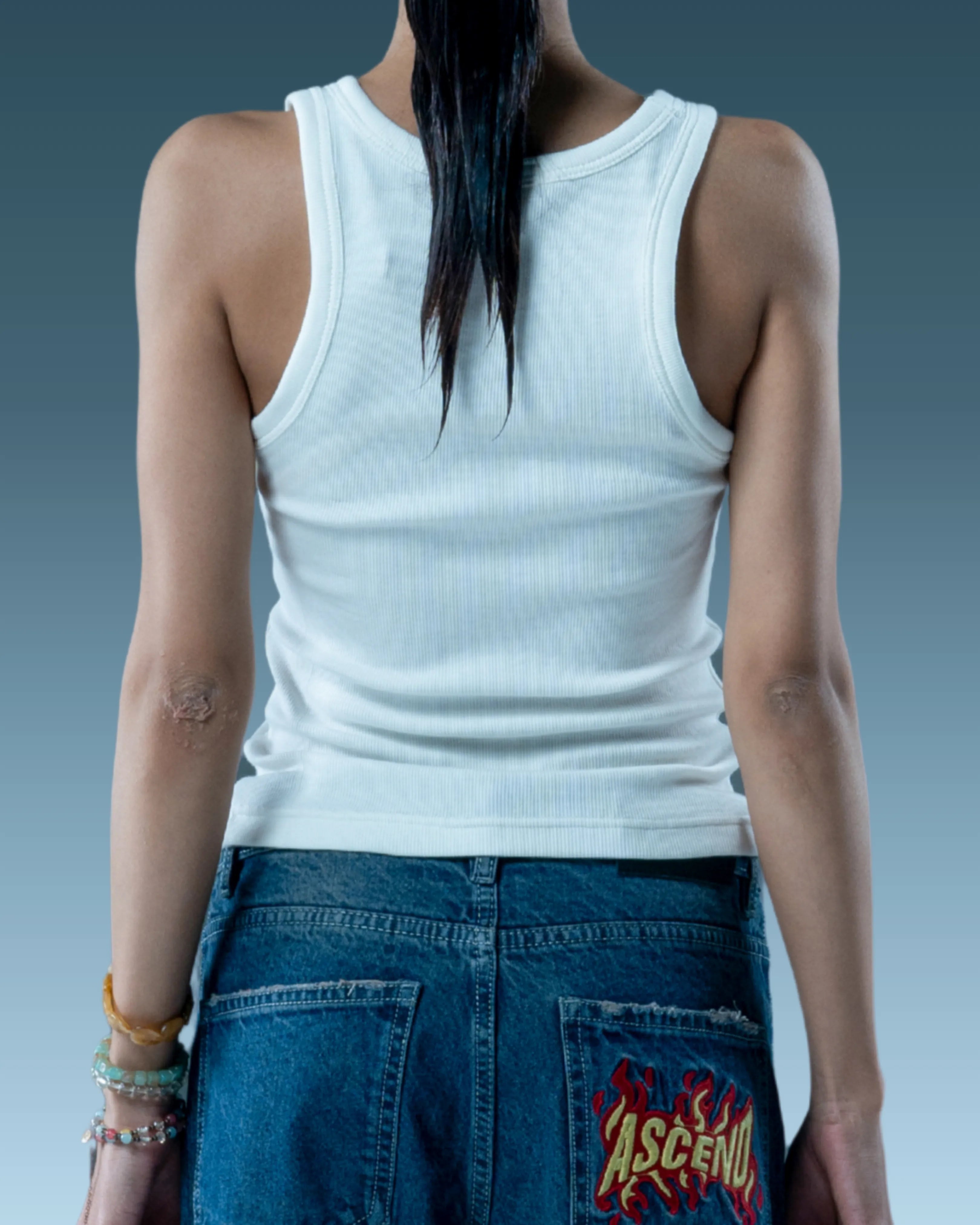 off white ribbed tank top women