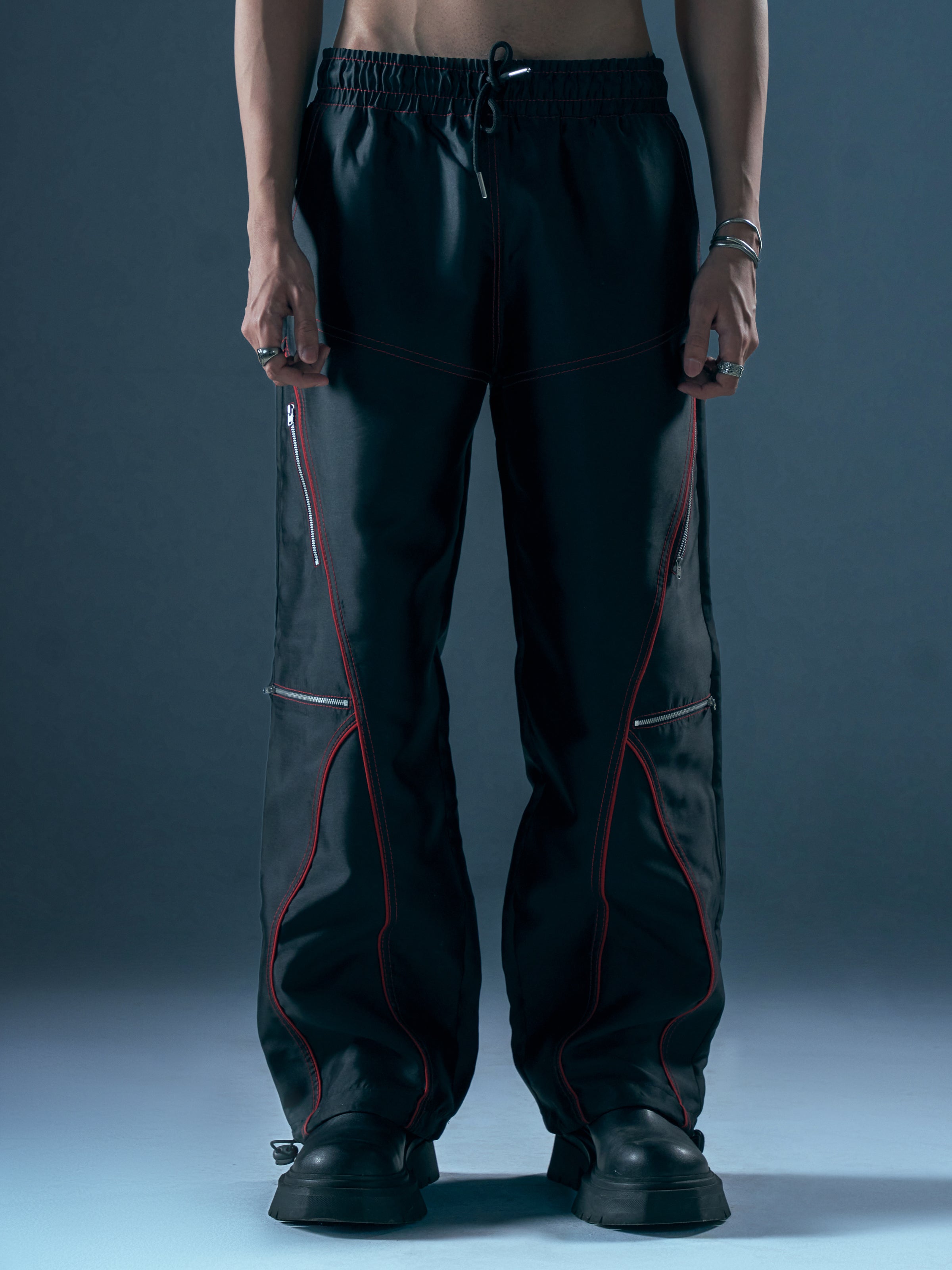 straight fit parachute pants men