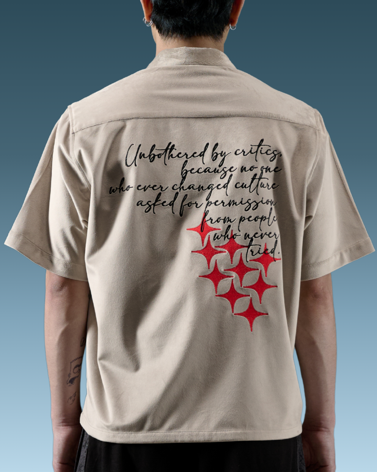 half sleeve oversized shirt for men light brown